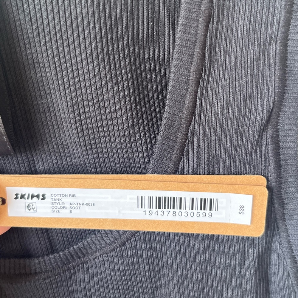 Skims Cotton Ribbed Tank Top in Soot Size Small - Picture 4 of 4